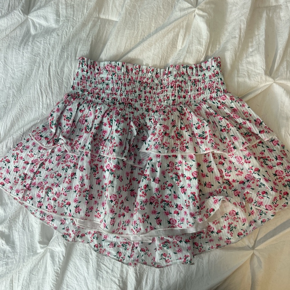Katie J NYC Floral Kids Formal Skirt - Pink and White